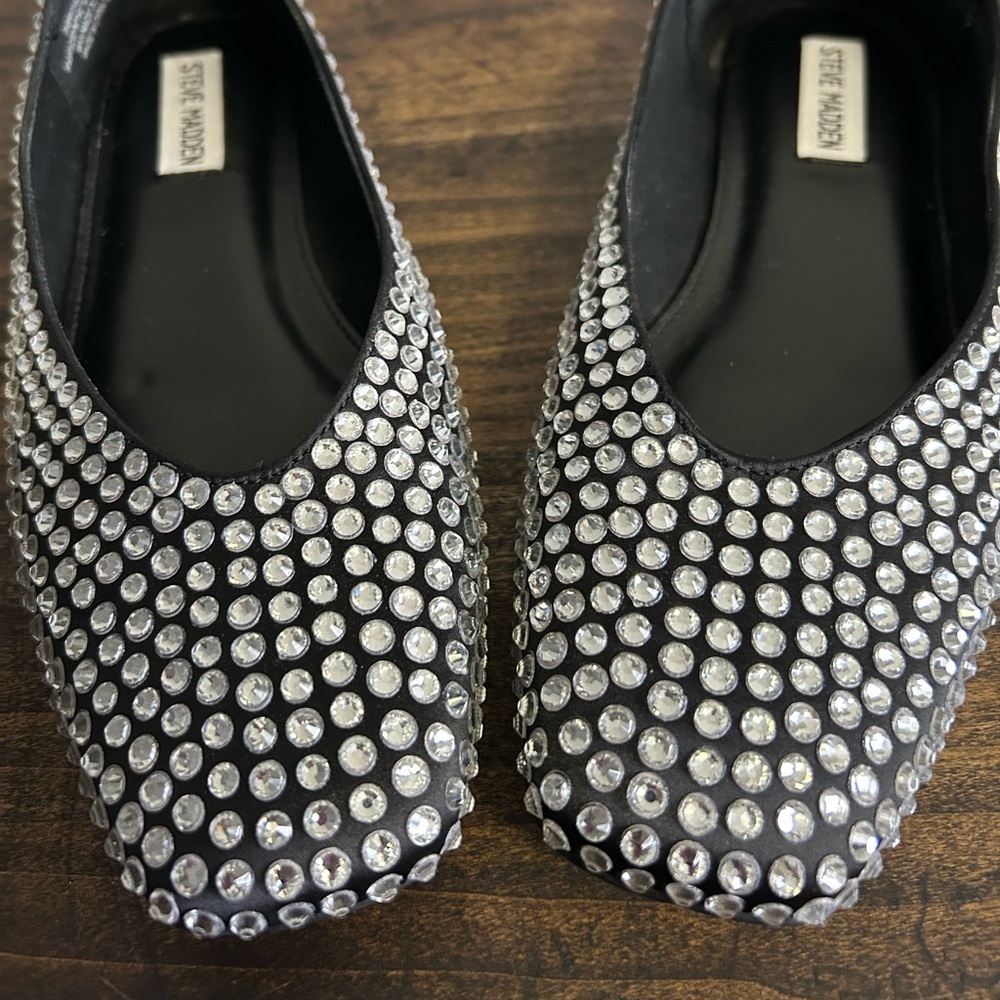Steve Madden Matais Rhinestone Embellished Square Toe Ballet Flats, Size 9. - Picture 8 of 10